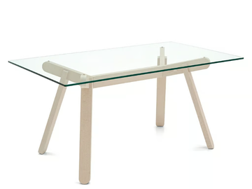 PEENO - Rectangular tempered glass table with wooden base by Connubia - view 2