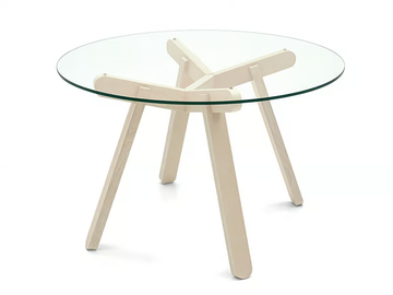 PEENO - Round tempered glass table with wooden base by Connubia - view 2