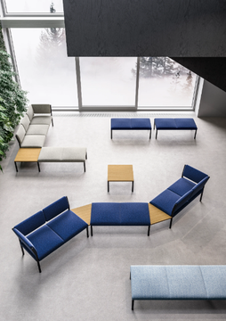 PLUG B - Modular fabric bench seating with back by Crassevig - view 3