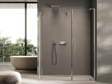 SLIM 4 - Corner rectangular glass shower cabin with hinged door by DISENIA - view 3