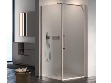 SLIM 5 - Corner square glass shower cabin with hinged door by DISENIA - view 2