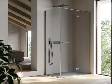 SMART 3 - Corner rectangular glass shower cabin with hinged door by DISENIA - view 2