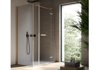 SMART 5 - Corner rectangular glass shower cabin with hinged door by DISENIA - view 2