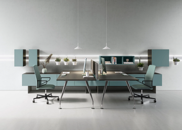 DAKAR - Rectangular melamine office desk with shelves by DVO - view 3