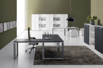 VERTIGO - Sectional extruded aluminium and tanned leather office desk by DVO - view 3