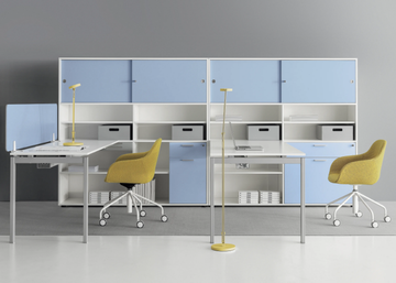 RIO - Multiple wooden office desk with shelves with cable management by DVO - view 3