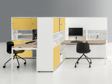 RIO - Multiple wooden office desk with shelves with cable management by DVO - view 2