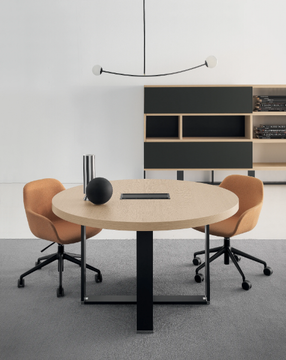 VIGO - Round melamine and metal meeting table with cable management by DVO - view 3
