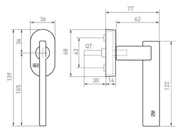 PURE 16917 - Iron window handle by Dauby - view 3