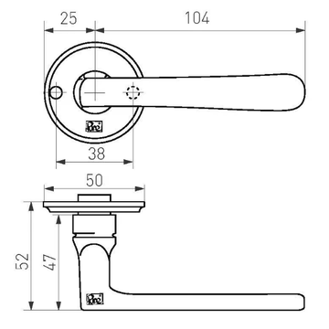 PURE 18211 - Bronze door handle on back plate by Dauby - view 3