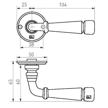 PURE 18225 - Bronze door handle on back plate by Dauby - view 3