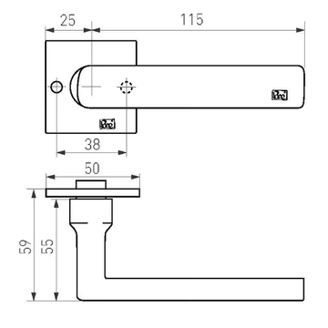 PURE 18320 - Bronze door handle on back plate by Dauby - view 3