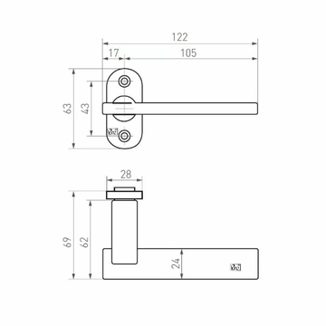 PURE 18656 - Bronze door handle on back plate by Dauby - view 3