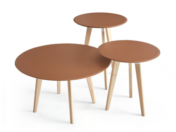 EDGAR - Round leather side table by Dema - view 2