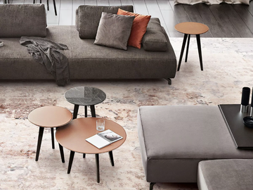EDGAR - Round leather side table by Dema - view 3