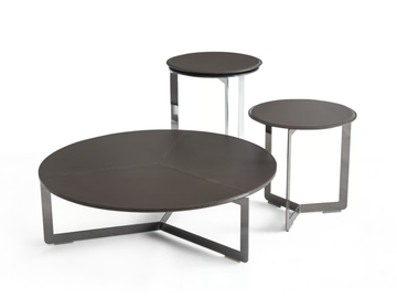 MALIBÙ - Round tanned leather coffee table by Dema - view 2