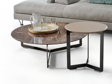 MALIBÙ - Round tanned leather coffee table by Dema - view 3