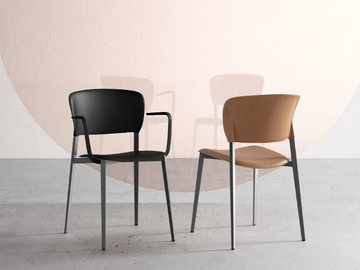 PLY - Upholstered open back tanned leather chair by Desalto - view 3