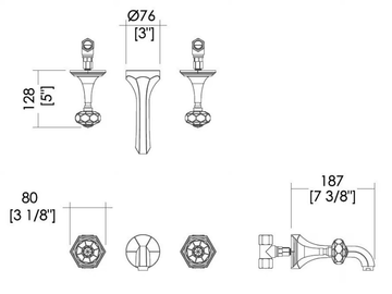 GEMSTONE - Wall-mounted 3 hole washbasin tap by Devon&Devon - view 3