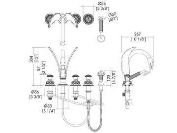 SWAN - 5 hole bathtub set with hand shower by Devon&Devon - view 3