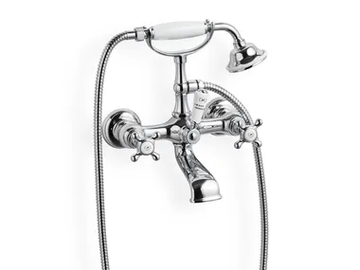 AUSTIN - 2 hole wall-mounted bathtub mixer with hand shower by Devon&Devon - view 2