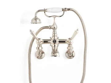 DIAMOND - Wall-mounted brass bathtub mixer with hand shower by Devon&Devon - view 2