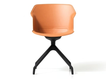 CLOP - Trestle-based tanned leather office chair with armrests by Diemme - view 2