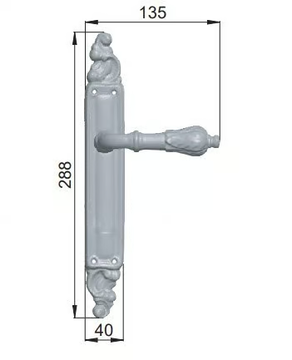 FRONDA - Brass door handle on back plate by Dnd - view 3