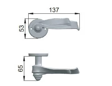 KOREIA - Brass door handle on rose by Dnd - view 3