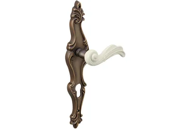 ONDA PORCELLANA - Brass and porcelain door handle on back plate by Dnd - view 2