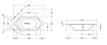 D-CODE - Built-in hexagonal bathtub by Duravit - view 3