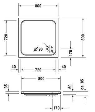 D-CODE - Square acrylic shower tray by Duravit - view 3