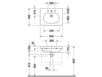 D-CODE - Rectangular single ceramic washbasin with overflow by Duravit - view 3
