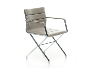 FOCUS - Leather chair with armrests by ENNE - view 2