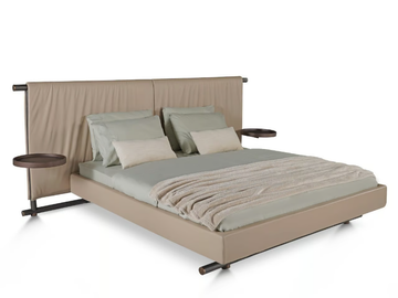 KIMONO - Wooden double bed with upholstered headboard by ENNE - view 2