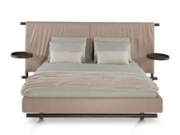 KIMONO - Wooden double bed with upholstered headboard by ENNE - view 3