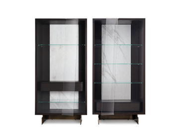 LEAF - Wood and glass display cabinet with integrated lighting by ENNE - view 2