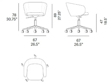 HUMA - Swivel fabric chair with 5-spoke base with castors by EXPORMIM - view 3