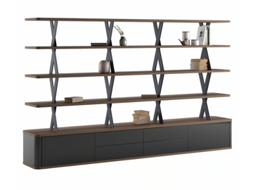 MELIADES - Open double-sided wood veneer bookcase with drawers by Ersa - view 2