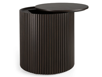 MAHOGANY ROLLER MAX - Round mahogany high side table with storage space by Ethnicraft - view 2