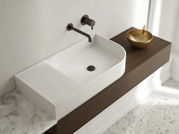 NOUVEAU - Rectangular Livingtec® washbasin with integrated countertop by Ex.t - view 2