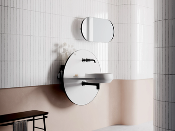 ARCO S - Wall-mounted Livingtec® console sink with mirror by Ex.t - view 2