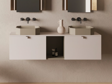 ORIGAMI - Double wall-mounted vanity unit with doors by Ex.t - view 2
