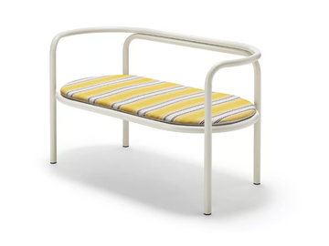 LOCUS SOLUS JACQUEMUS + EXTETA SPECIAL RE-EDITION - Powder coated steel garden bench with back by Exteta - view 2