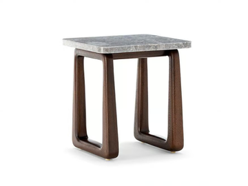LPIDC07 - Low mahogany garden side table with marble top by Exteta - view 2