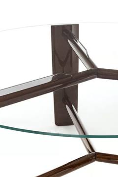 NO-GLUE - Round mahogany and glass garden table by Exteta - view 3