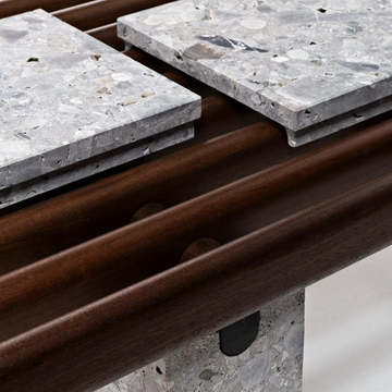 PANAREA - Low mahogany and marble garden side table by Exteta - view 3