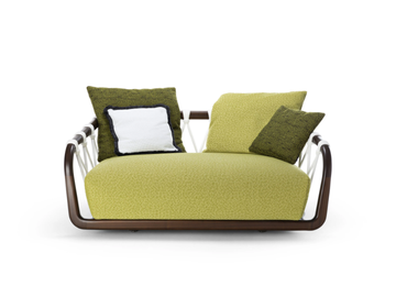 SUNSET BASKET - 2 seater mahogany and fabric garden sofa by Exteta - view 2