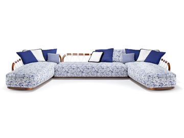 SUNSET BASKET - Sectional mahogany and fabric garden sofa by Exteta - view 2
