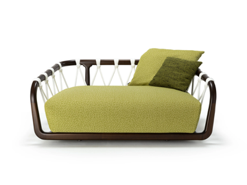 SUNSET BASKET - 2 seater mahogany and fabric garden sofa by Exteta - view 3